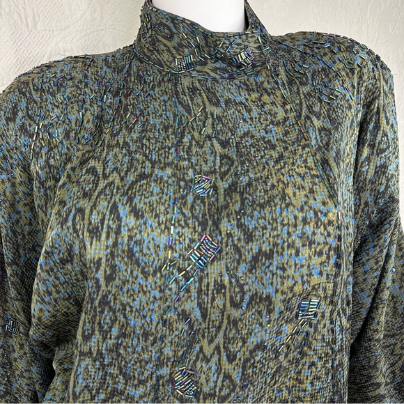 Lillie Rubin Exclusive Silk Vintage Beaded Blouse - Picture 12 of 16